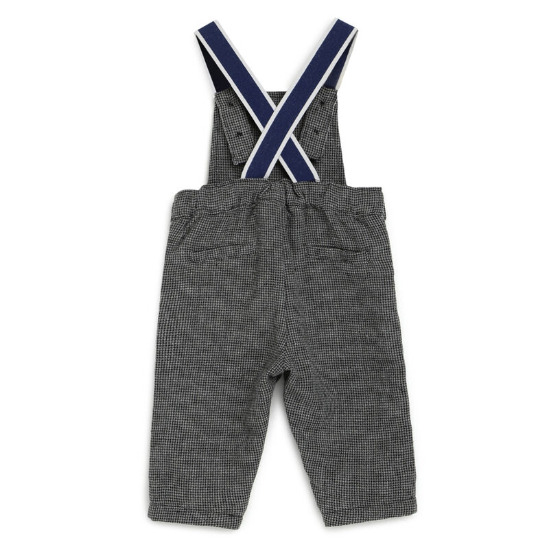 Boys Medium Grey Checkered Long Dungaree image number null
